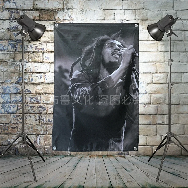 "Bob Marley" Rock Band Poster Cloth Flag Banner Hanging Pictures Music Festival Musical Instrument Store Decor