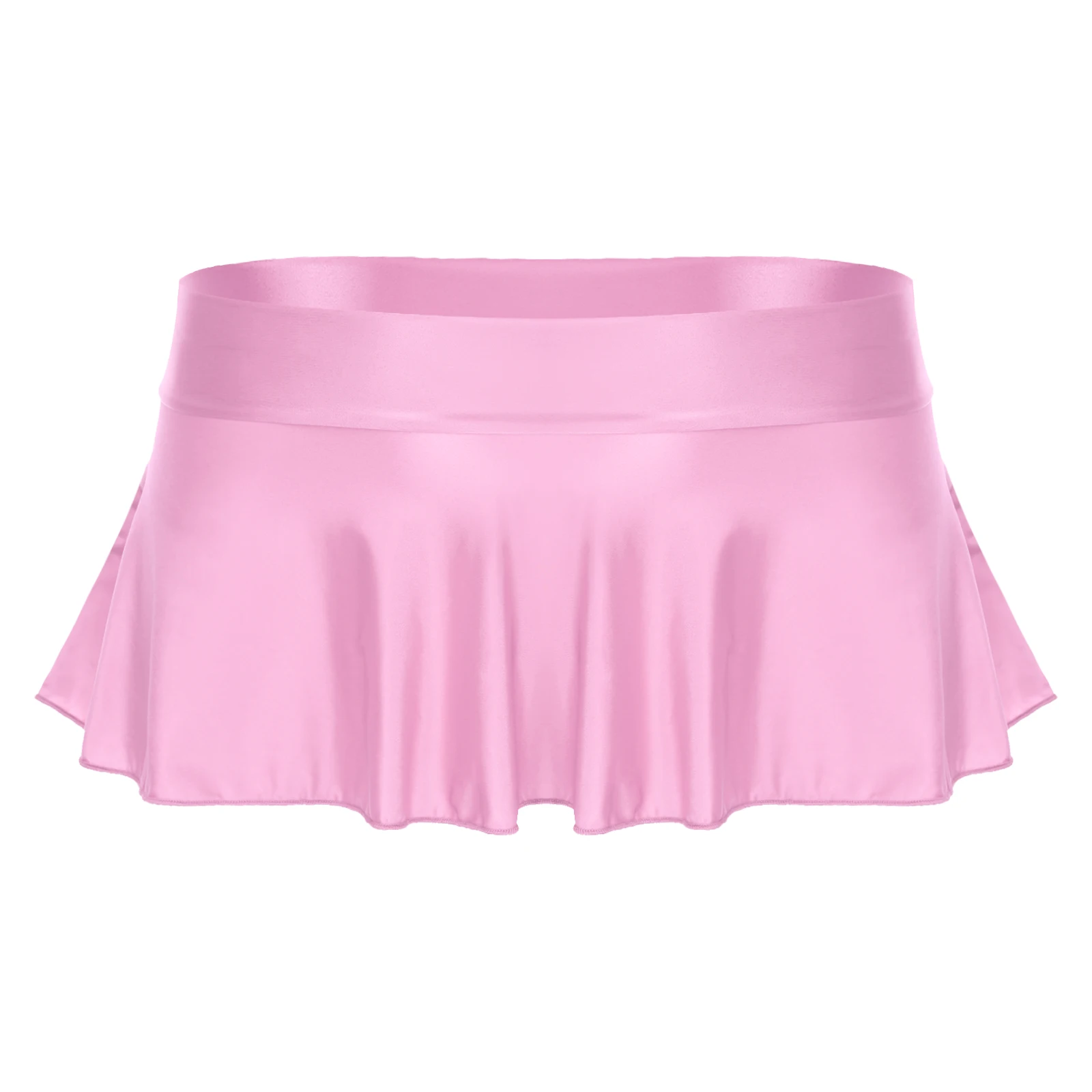 Falda con volantes brillantes para mujer, minifalda de tiro bajo de Color sólido, ropa de dormir para fiesta y Club, baile en barra, parte inferior de Bikini para playa