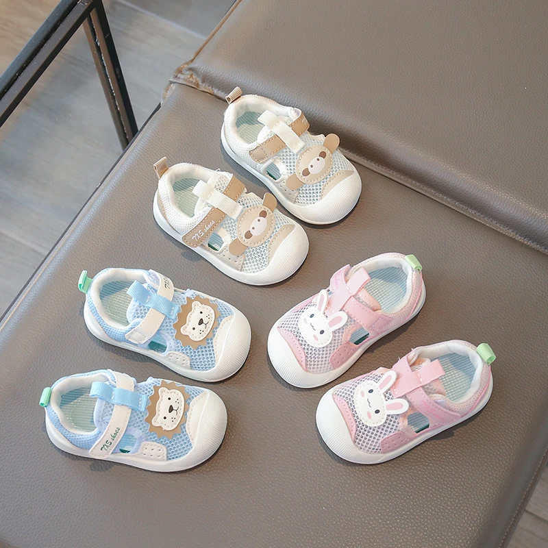 

Летние сетчатые сандалии для маленьких мальчиков и девочек, уличная спортивная обувь, дышащая прогулочная обувь на липучке с закрытым носком, обувь для малышей