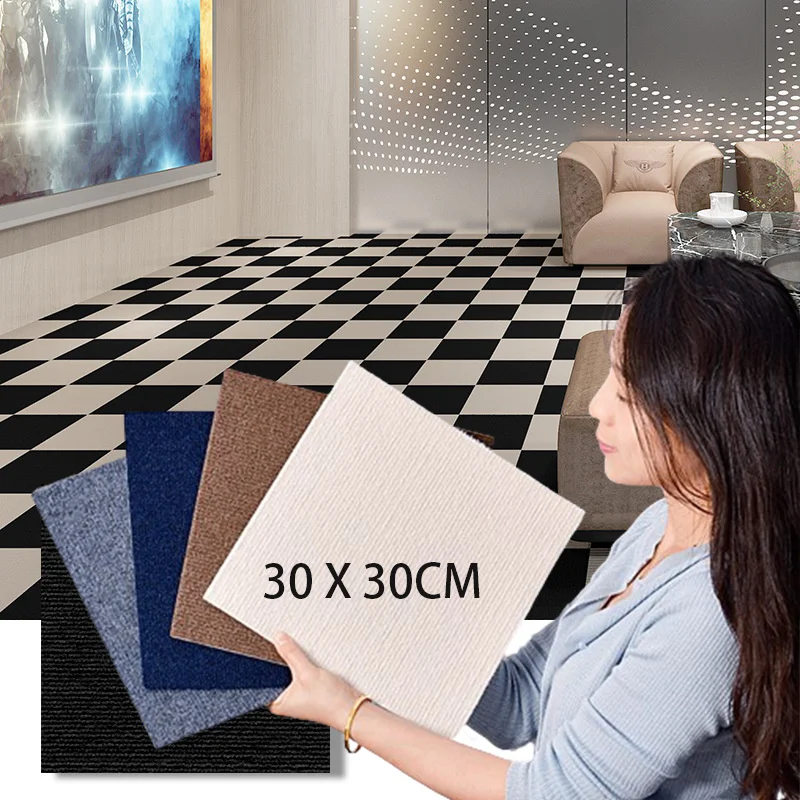 40PCS Self-adhesive Carpet Square 30x30cm Peel Stick Removable Sticker Floor Mats for DIY Home Furnishing Tiles Hallway Indoor