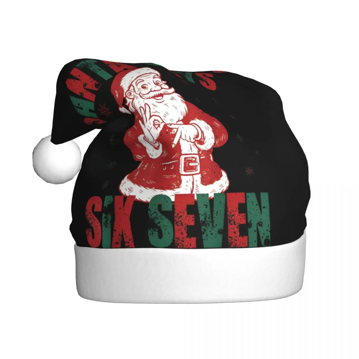 Santa Says Six Seven 67 Meme Christmas Christmas Hats for Adult Men Women Santa Hat Cap Holiday Party Supplies