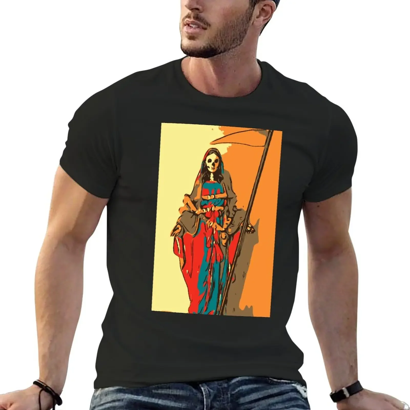 Sante Muerte T-Shirt funnys shirts graphic tees slim fit t shirts for men