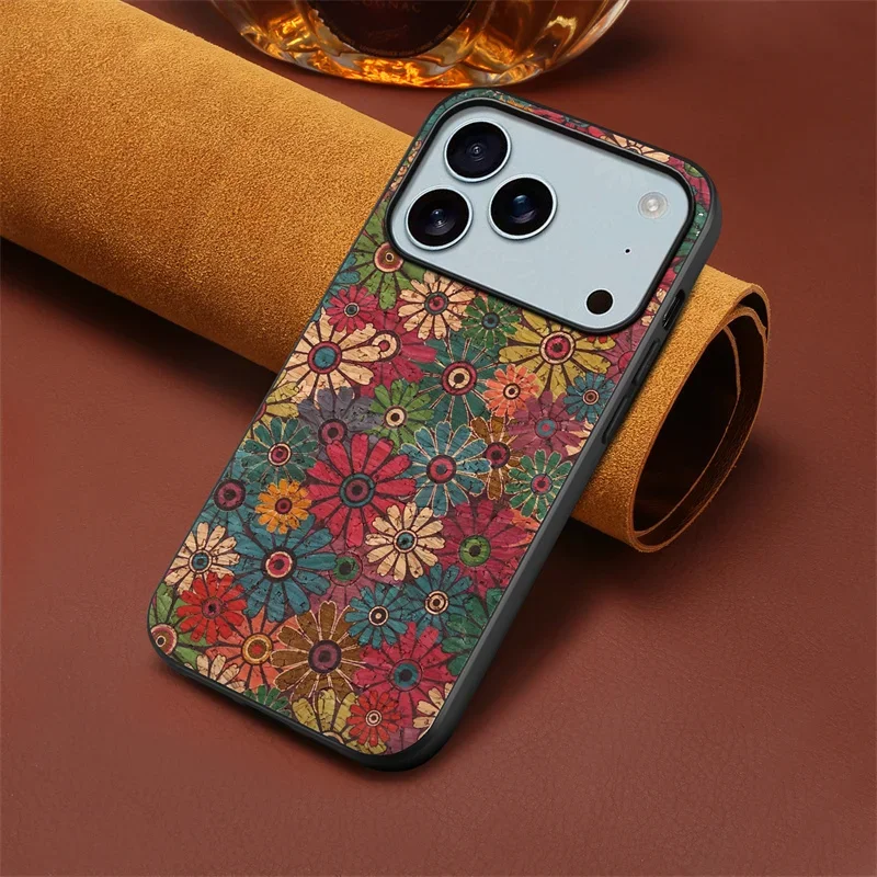 Für IPhone 17 Pro Max Luxus Blume Figur Leder Telefon Zurück Fall Abdeckung für IPhone 17 17 Air 17 Pro Max stoßfest Stoßstange Coque
