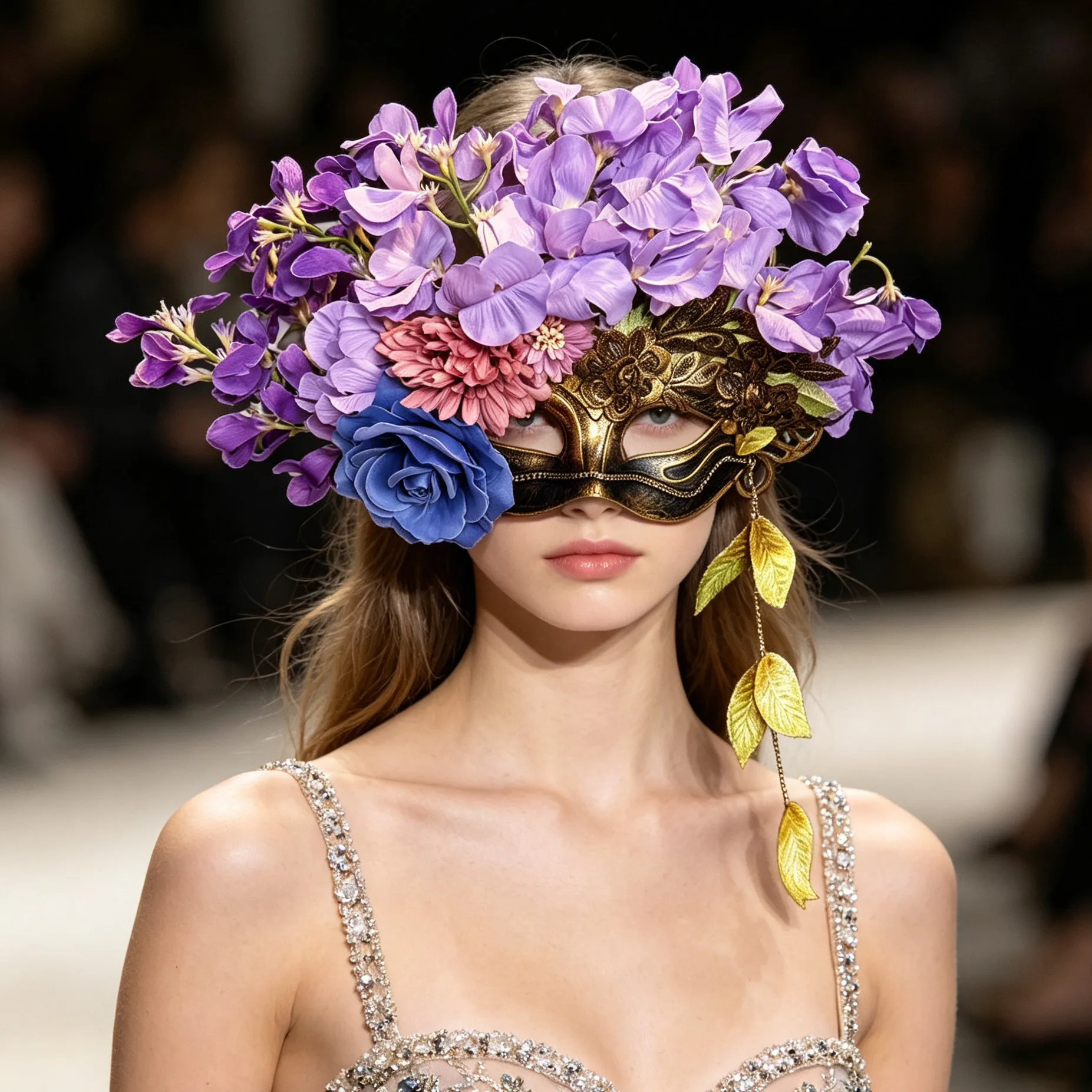 Venice-style floral mask, creative face cover for singing parties, dances, Halloween celebrations, and masquerade events