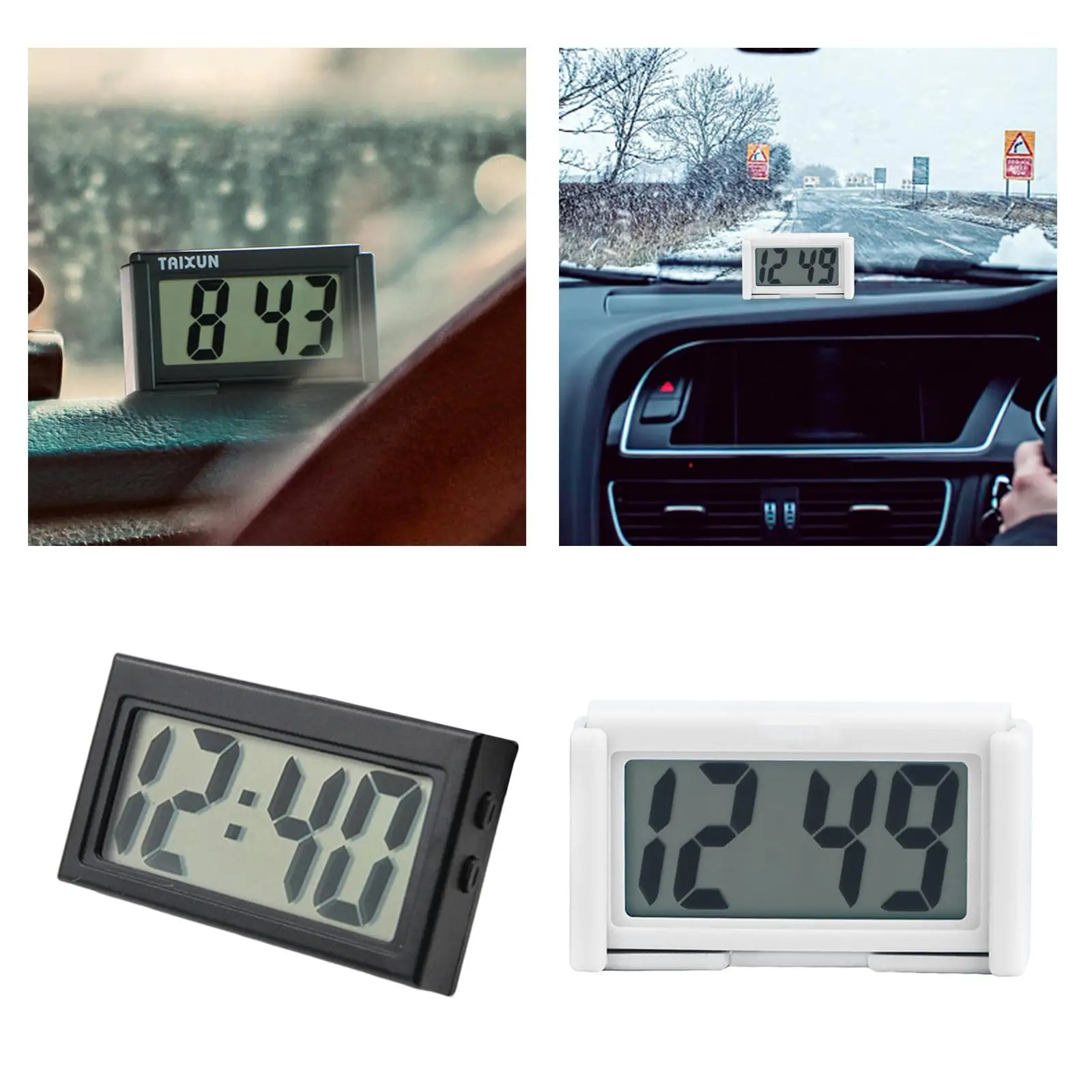 Mini Car Clock Self-Adhesive Bracket LCD Screen Auto Car Truck Dashboard Time Vehicle Electronic Digital Clock Watch