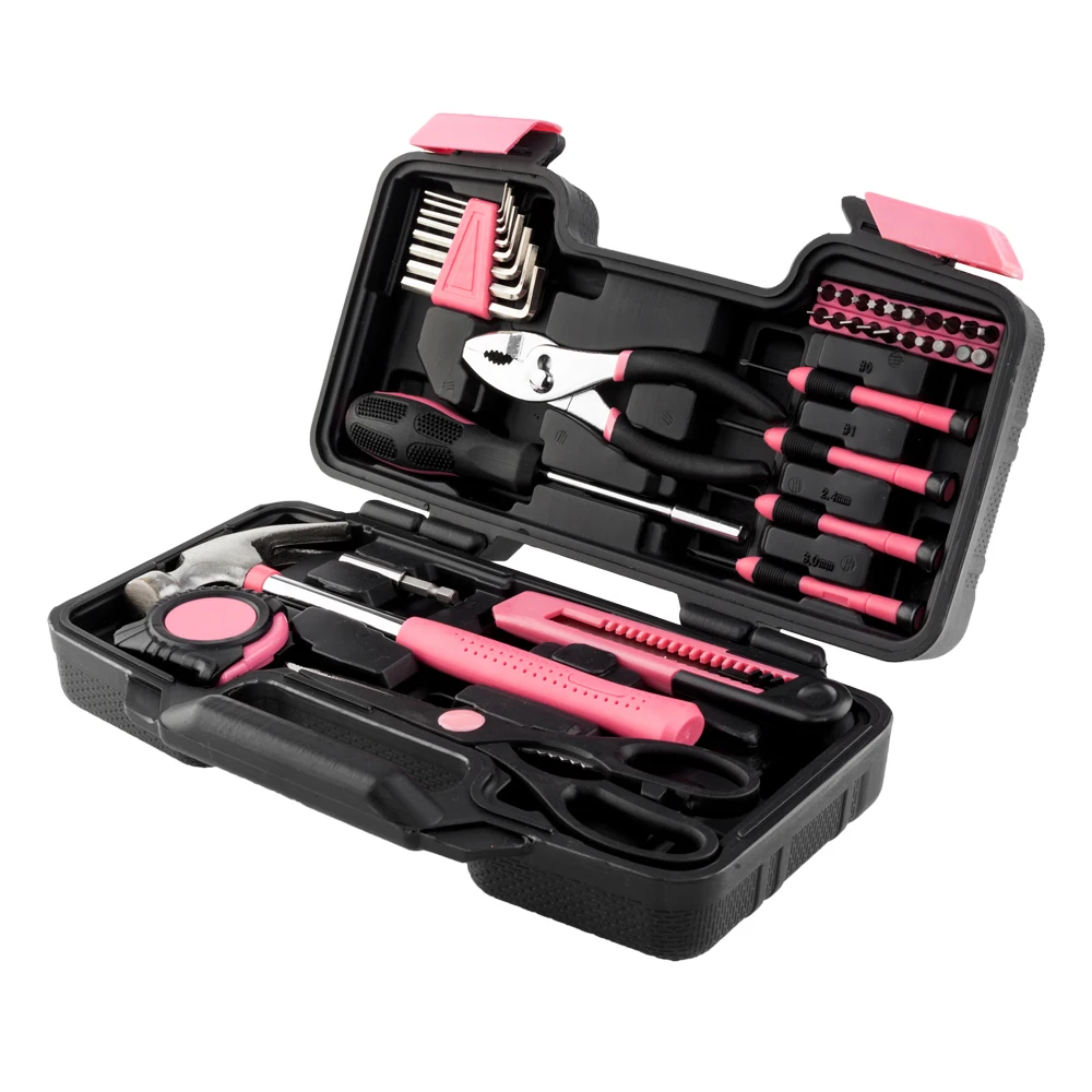 39Pcs Socket Wrench Auto Repair Tool Combination Package Mixed Tool Set Hand Tool Kit with Plastic Toolbox Storage Case