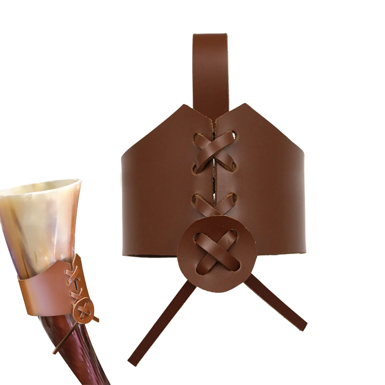 Faux Leather Drinking Cup, Goat Horns Mug, Drinking Cover, Viking Mead