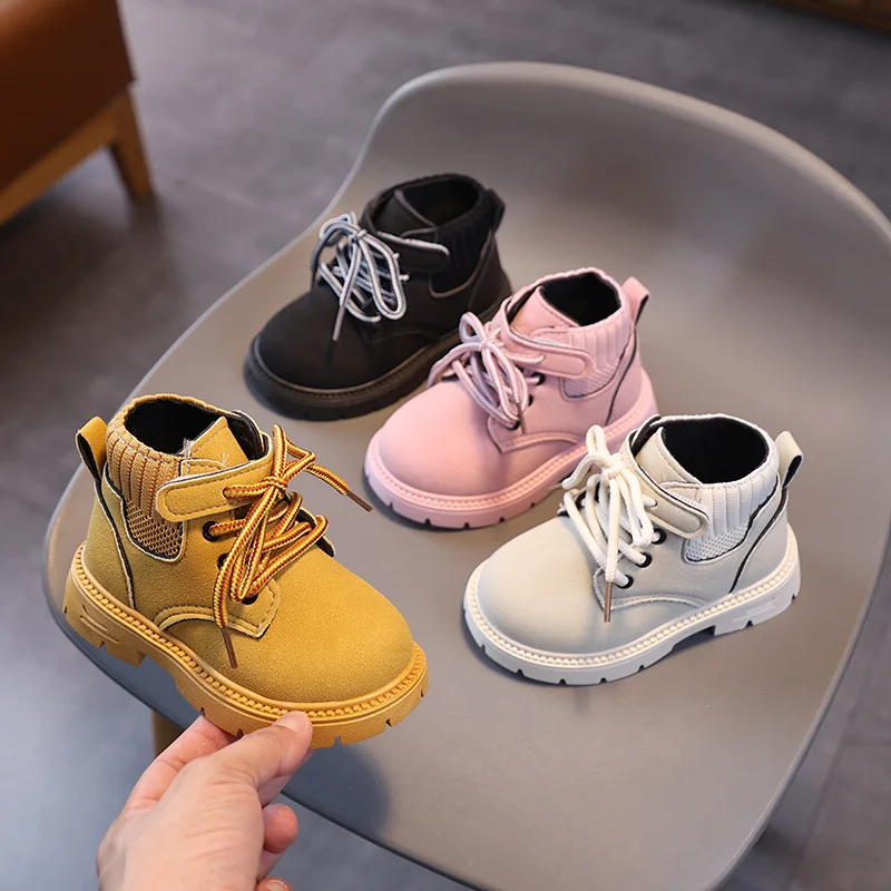 Spring Autumn Children's Ankle Boots Trend Classic Girls Fashion Causal Short Boots Versatile Round-toe Kids Boys Leather Boots