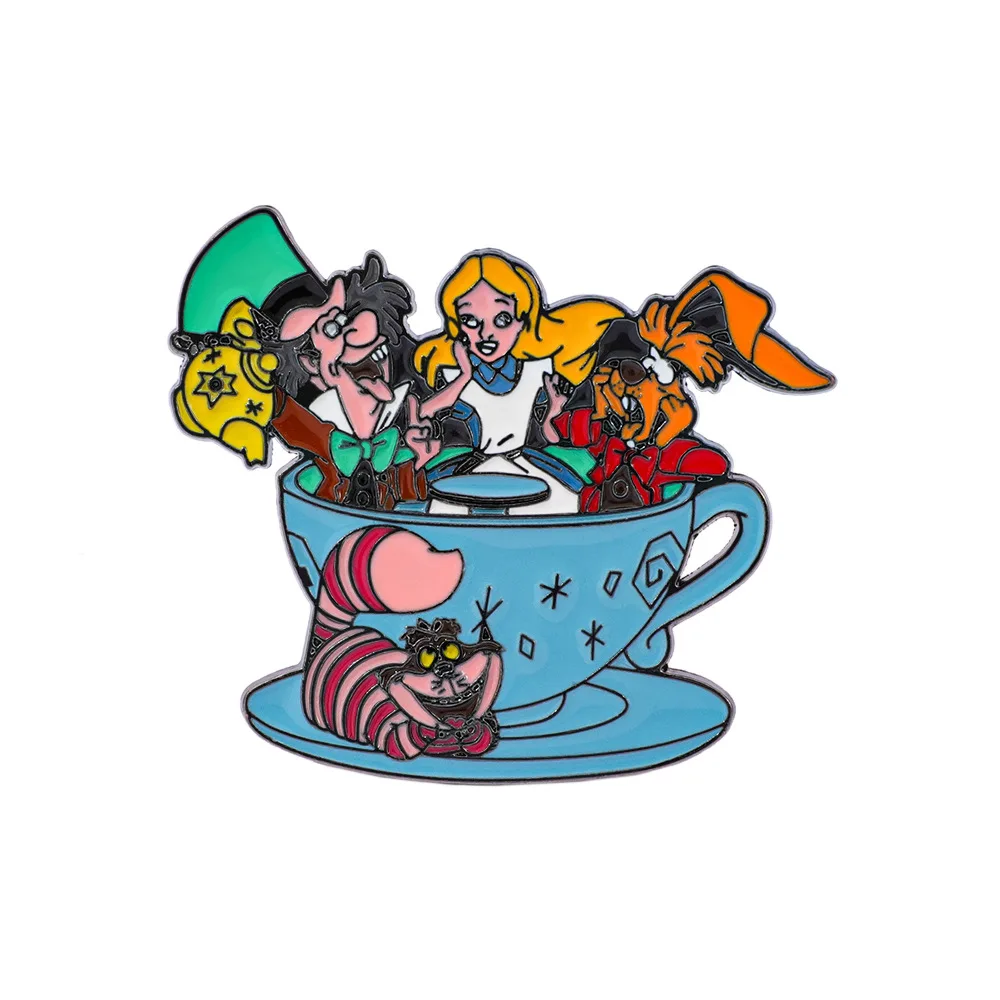 

Алиса в стране чудес, креативная милая эмалированная булавка, значок, шляпы, одежда, украшение для рюкзака, аксессуары, подарки