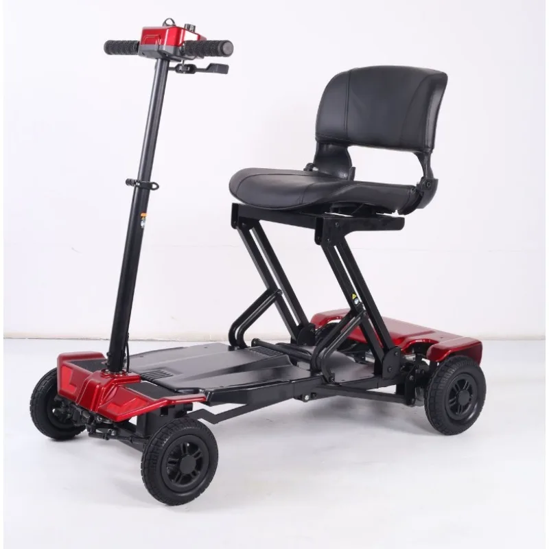 Lithium Battery Lightweight Automatic Folding Electric Scooter for Elderly Detachable Four Wheel Vehicle Walker Rollator