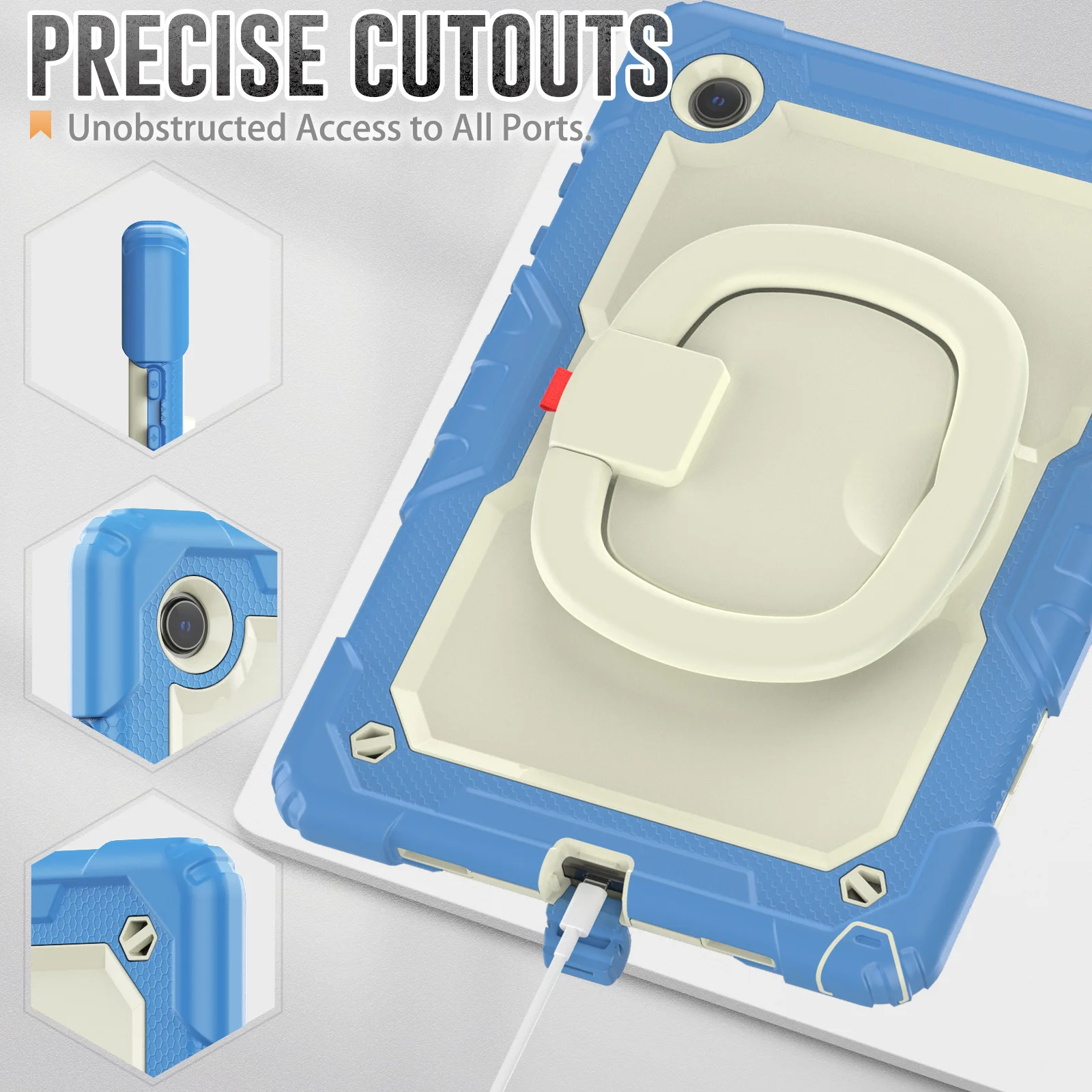 Case For Samsung Galaxy Tab A9 Plus Shockproof Cover For Galaxy Tab A7 Lite A8 Rotation Hand Ring Kids With Stand Tablet Funda