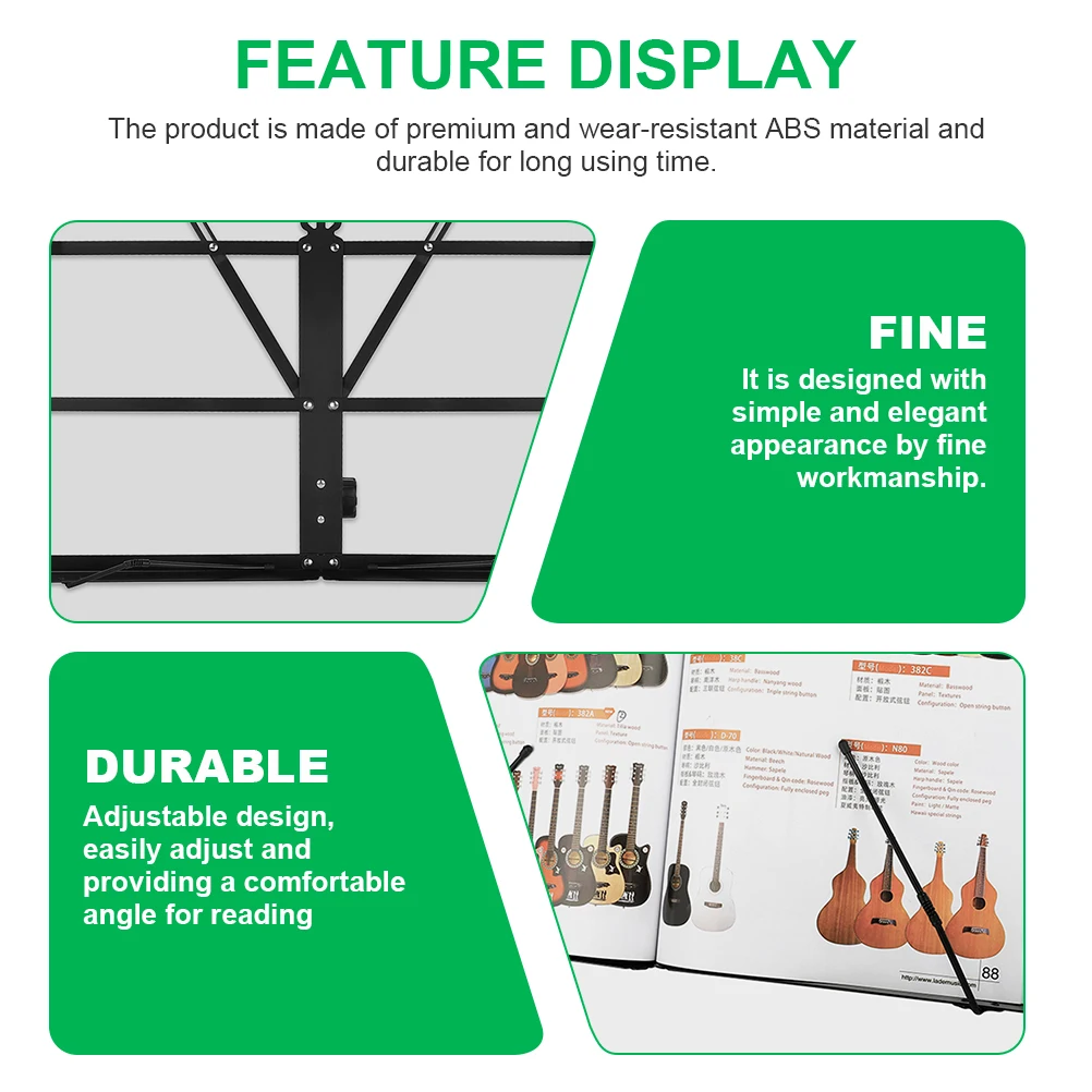 

1Set Foldable Desktop Music Score Stand Portable Premium Abs Material Adjustable Child Student Friendly Household Music Stand