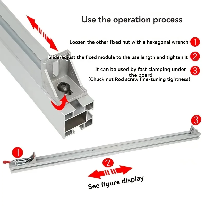 سبائك الألومنيوم الجدول المنشار سياج لوح خشبي المشبك لمنشار دائري كهربائي آلة القطع دليل حاكم لأداة نجارة