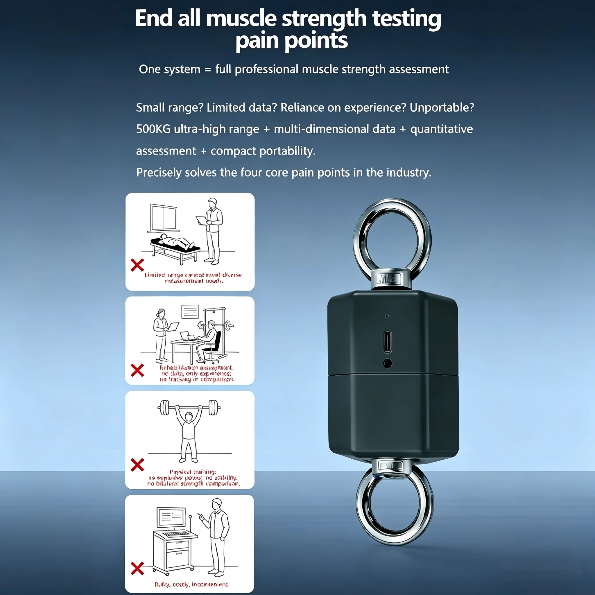 2026 500kg High Precision Isometric Muscle Strength Tester Force Block Fitness  Power Test Equipment Set 3 for Gym