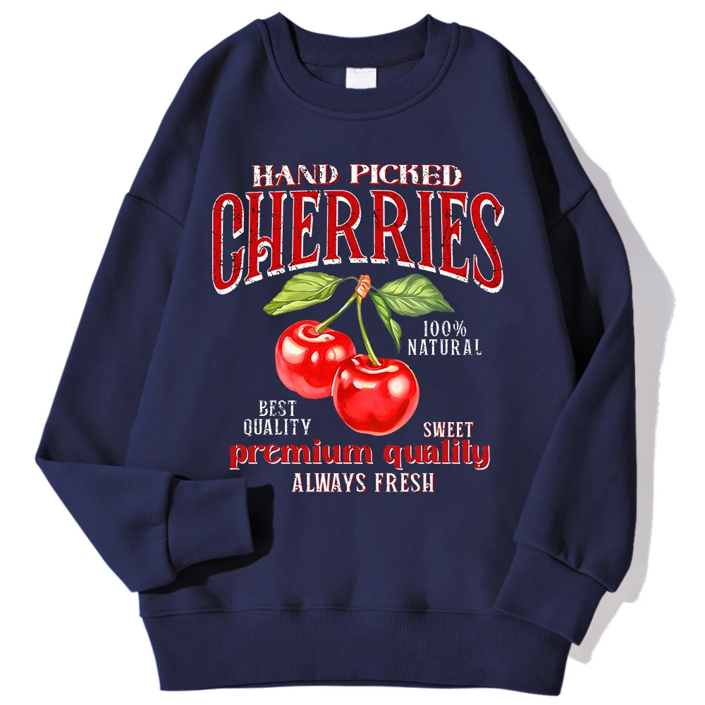 Women\'s Sweatshirts Hand Picked Cherries Prints Graphic hoodies Fleece Long Sleeve Oversize Woman Clothes Casual Street Pullover