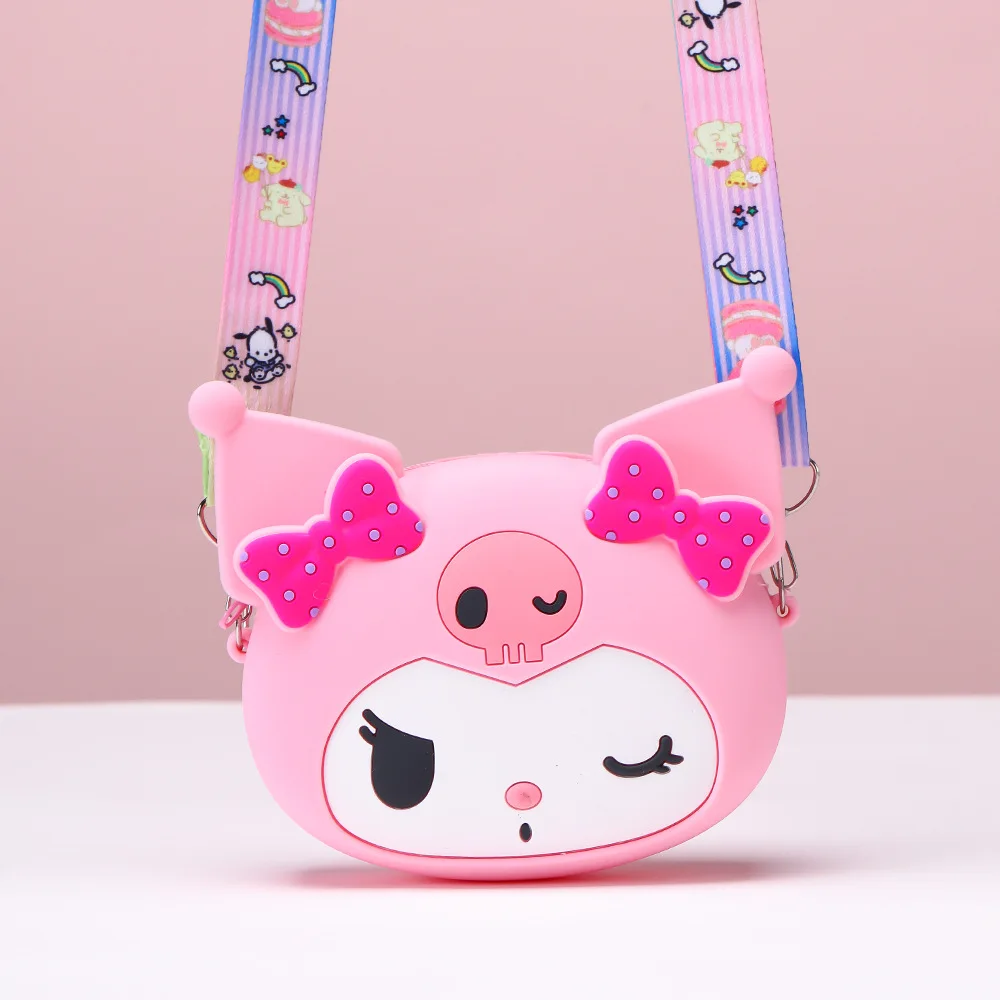 Sanrio coin purse Fashionable backpack Cartoon character Hello Kitty Kuromi Melody coin purse Silicone bag Children\'s backpack