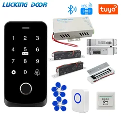 TF9 IP65 Waterproof NFC Fingerprint Tuya App Access Control Kit Set Keyboard/RFID IC Card/Magnetic Door Lock/12V Power Supply