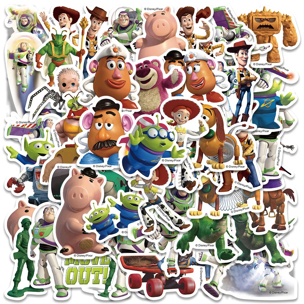 50pcs Funny Cartoon Anime 3D Toy Story Disney Stickers For Laptop Water Bottle Luggage Notebook Waterproof Graffiti Vinyl Declas