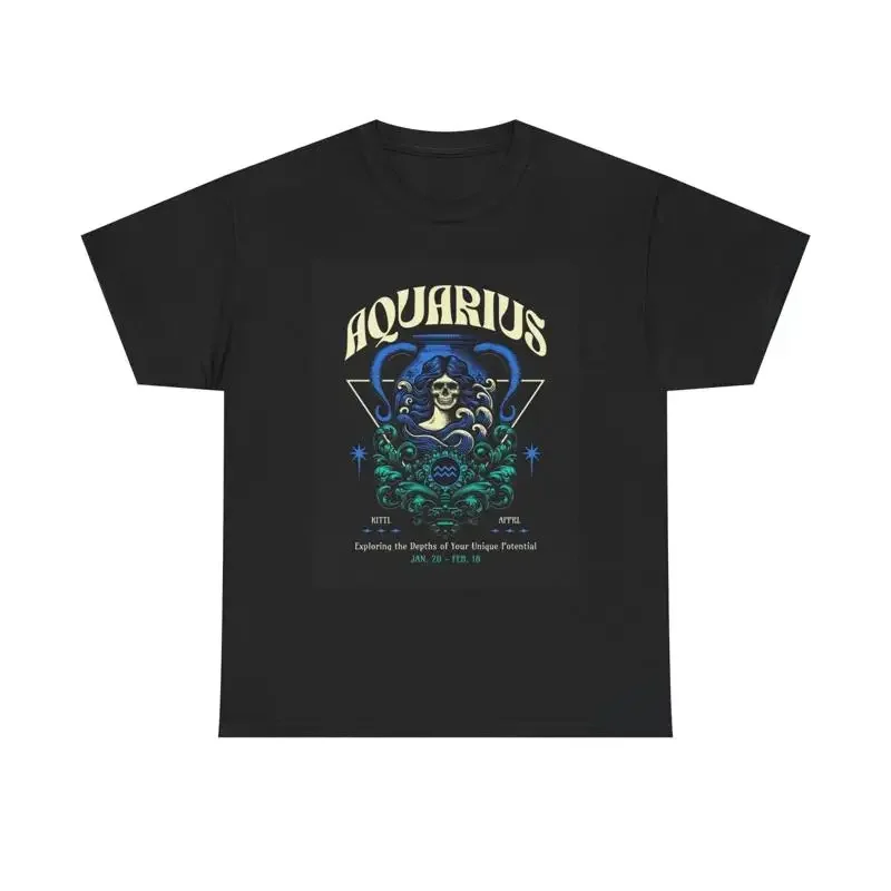 Aquarius Zodiac Astrology T Shirt Heavy Cotton