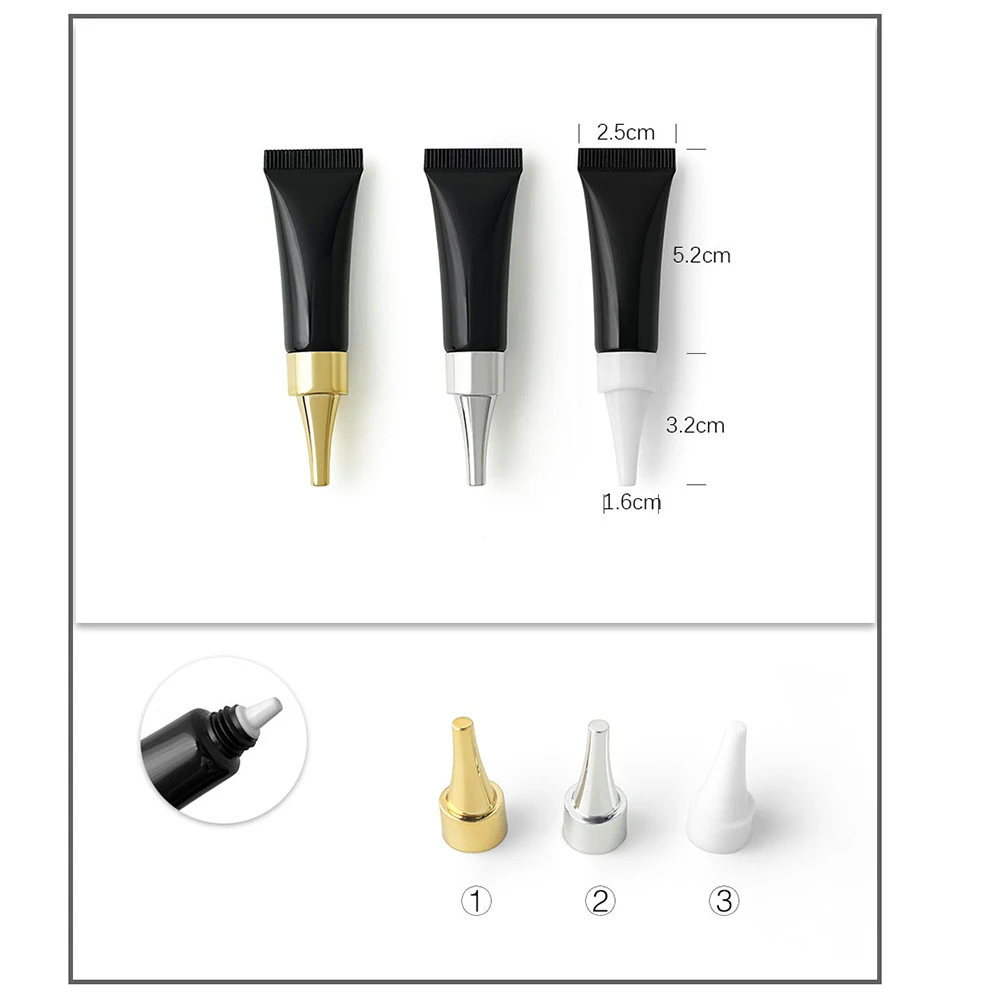 5g Black Plastic Refillable Cosmetics Squeeze Bottle 5ml Eye Cream Lotion Travel Package Soft Tube Empty Essence Container