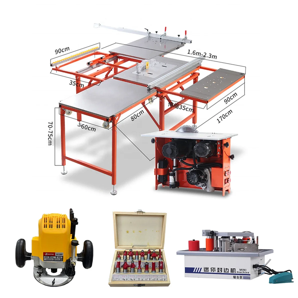 

Professional Woodworking Folding cutting and sliding extension table table saw