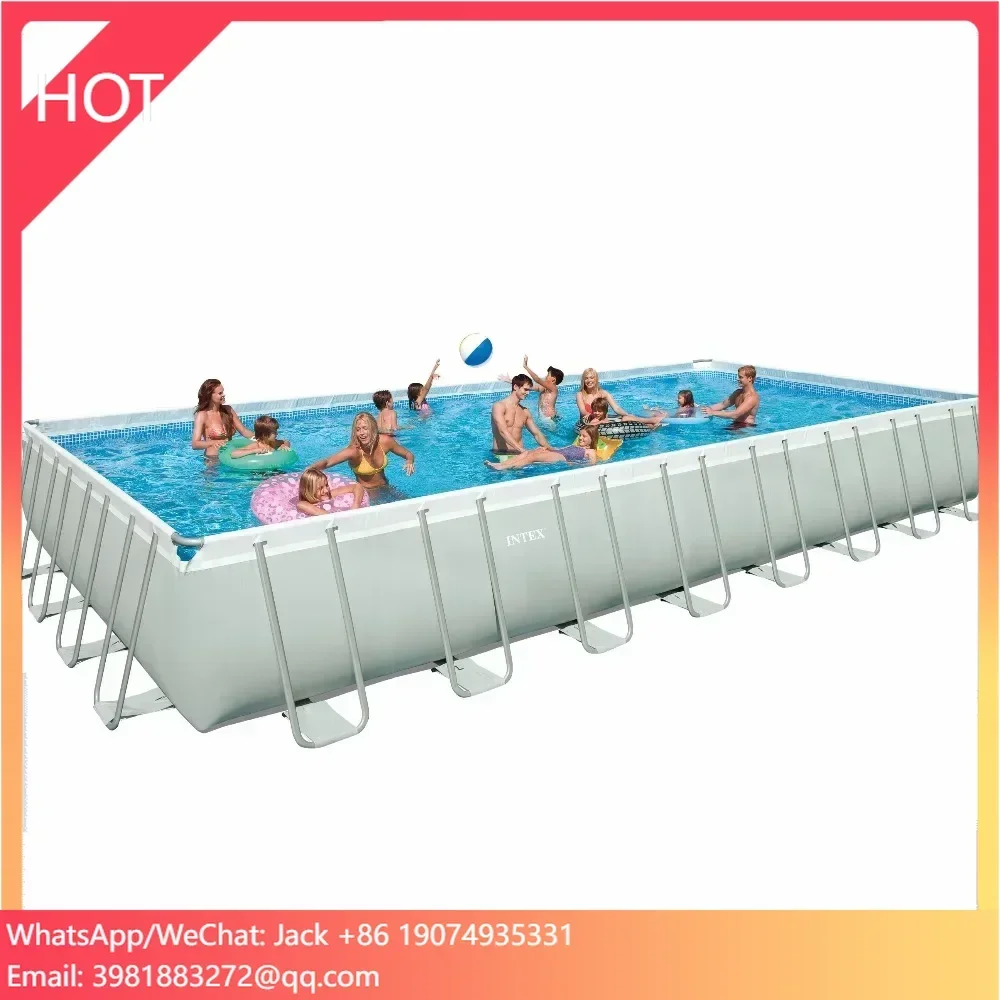 INTEX 26372 32' X 16' X 52'' Ultra High Quality Outdoor Rectangular Steel Frame Pool