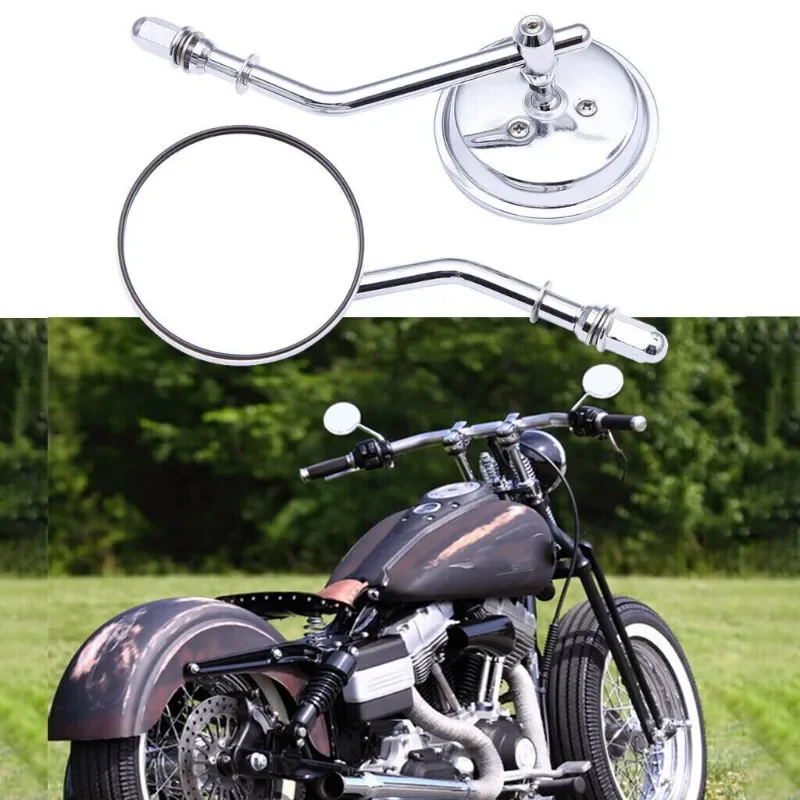 

2Pcs 8mm Black Round Motorcycle Rearview Side Mirrors for Harley Sportster Dyna XL883 1200 Bobber Chopper Motorcycle Mirrors