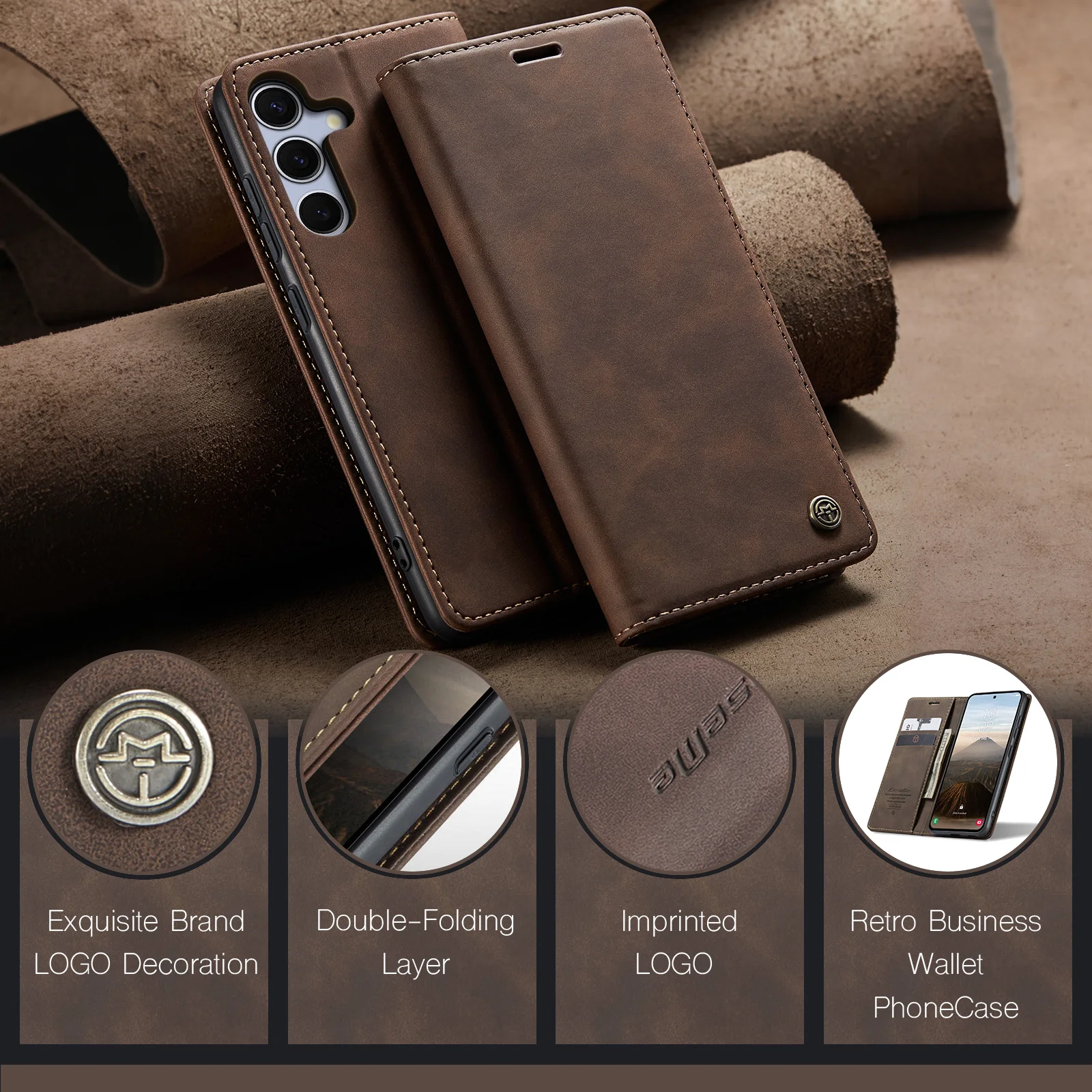 

Caseme-013 For Samsung Galaxy S25 S25+ S25Ultra S25edge S25FE, Book Flip PU Leather Wallet Case Fold Card Bag Stand Cover