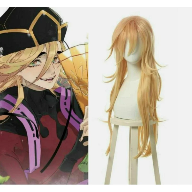 

Demon Slayer: Kimetsu no Yaiba Douma, парик для косплея, желтая длинная волна, модные волосы