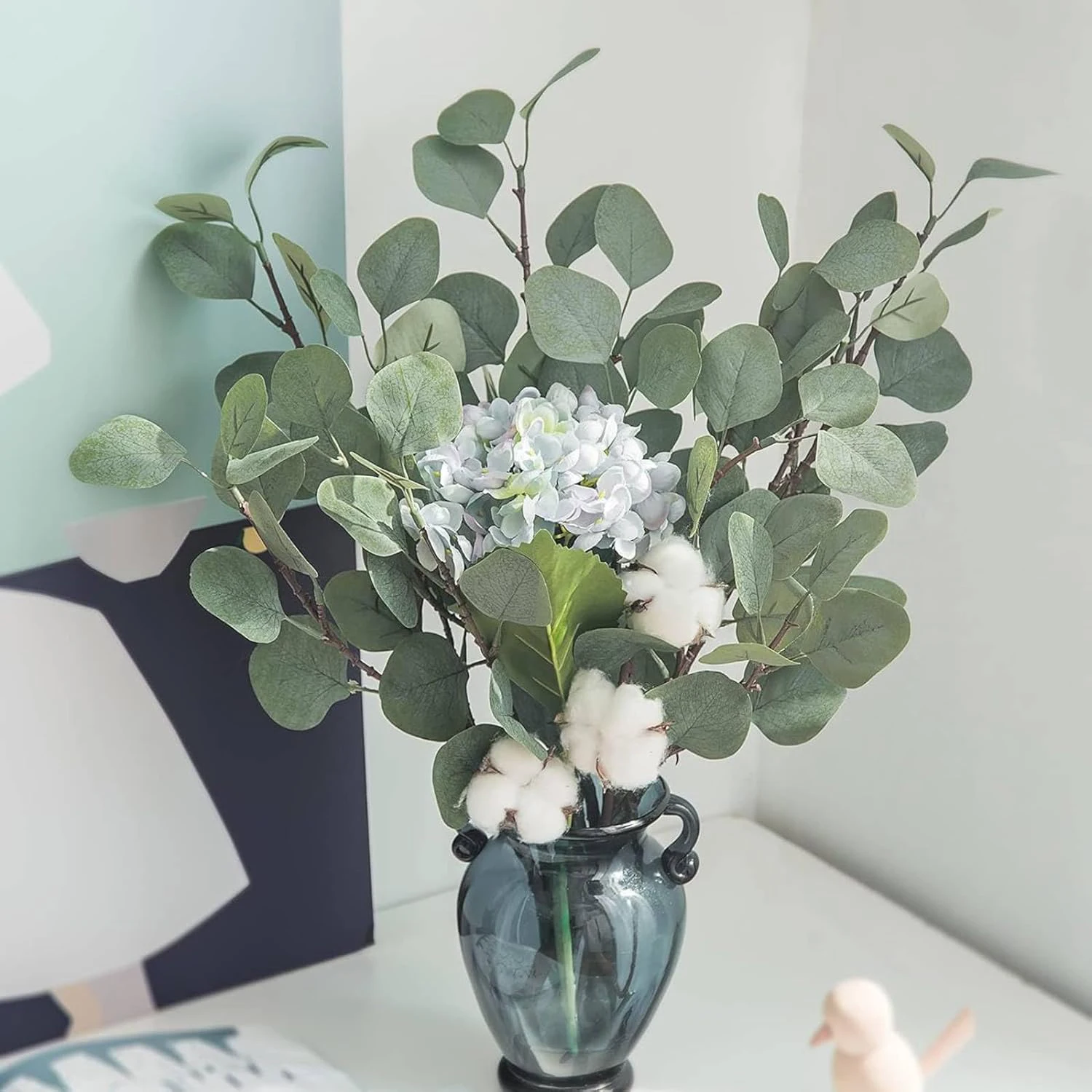 Künstlicher Eukalyptusblatt-Stiel, Eukalyptuszweig, Festival-Blumenstrauß, Hochzeitsszene, Brautsträuße, Party, Zuhause, Vasen, DIY-Dekoration – Detail 13