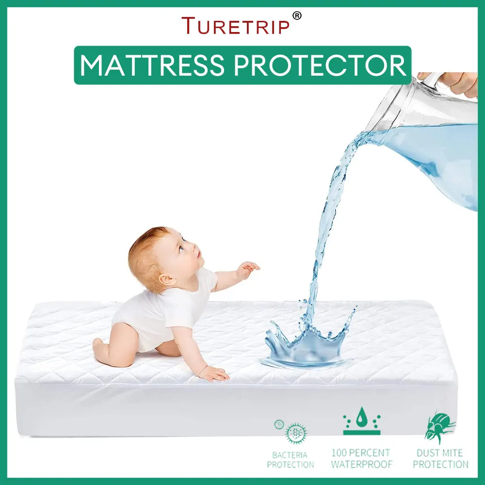 

Waterproof Crib Mattress Protector Breathable Quilted Fitted Bed Cover Ultra Soft Baby Mattress Pad 52" x 28"