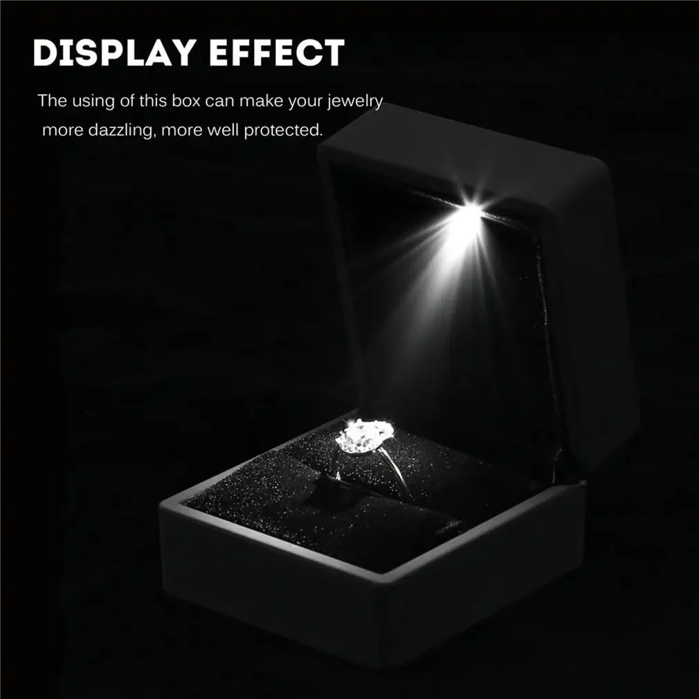 LED Ring Box for Wedding Ring Engagement Ring Box Gift Case Packaging Show Boxes with Light Storage Cases Wholesale Design Box