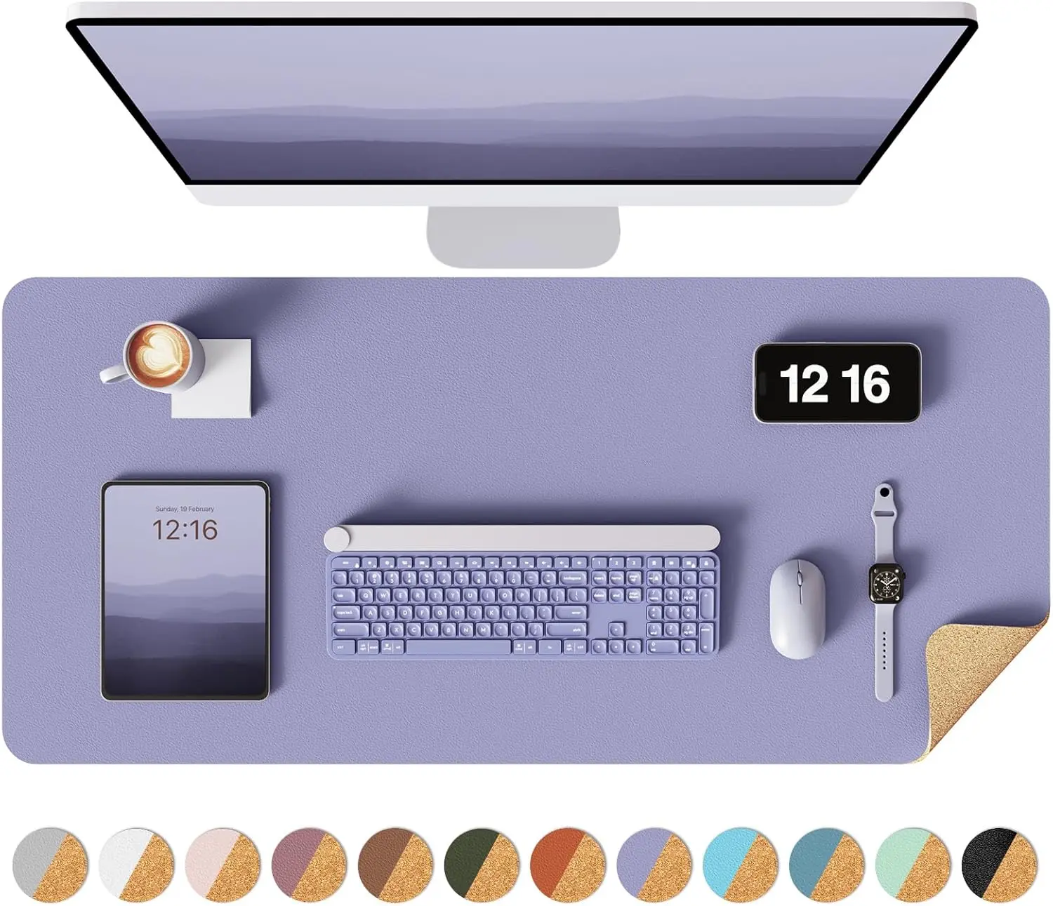Doppelseitige Schreibtischunterlage, Leder-Schreibtischmatte, Öko-Kork Schreibtischunterlage, Große Mausunterlage, Wasserdichte Schreibtischauflage für Büro/Zuhause – Detail 16
