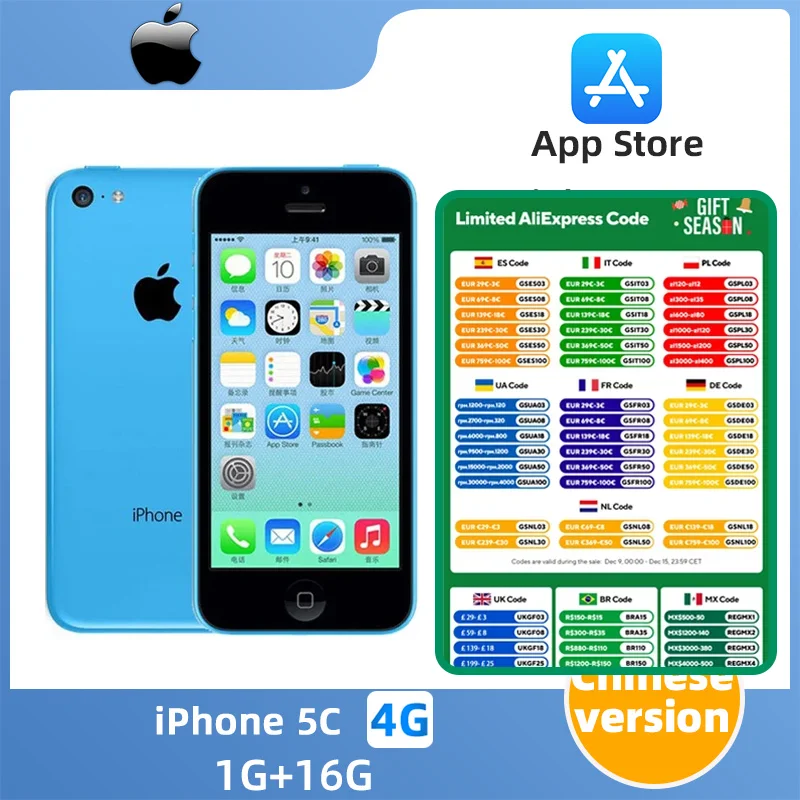 Apple iPhone 5C 3G Mobile Phone 4.0 Display Dual Core CellPhone 8GB/16GB/32GB ROM WCDMA Used WIFI GPS IOS used phone