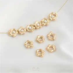 14K Gold Special-shaped Floret Bead Ring Bead Ring Hand-beaded Accessories Bracelet Necklace Jewelry Material C182