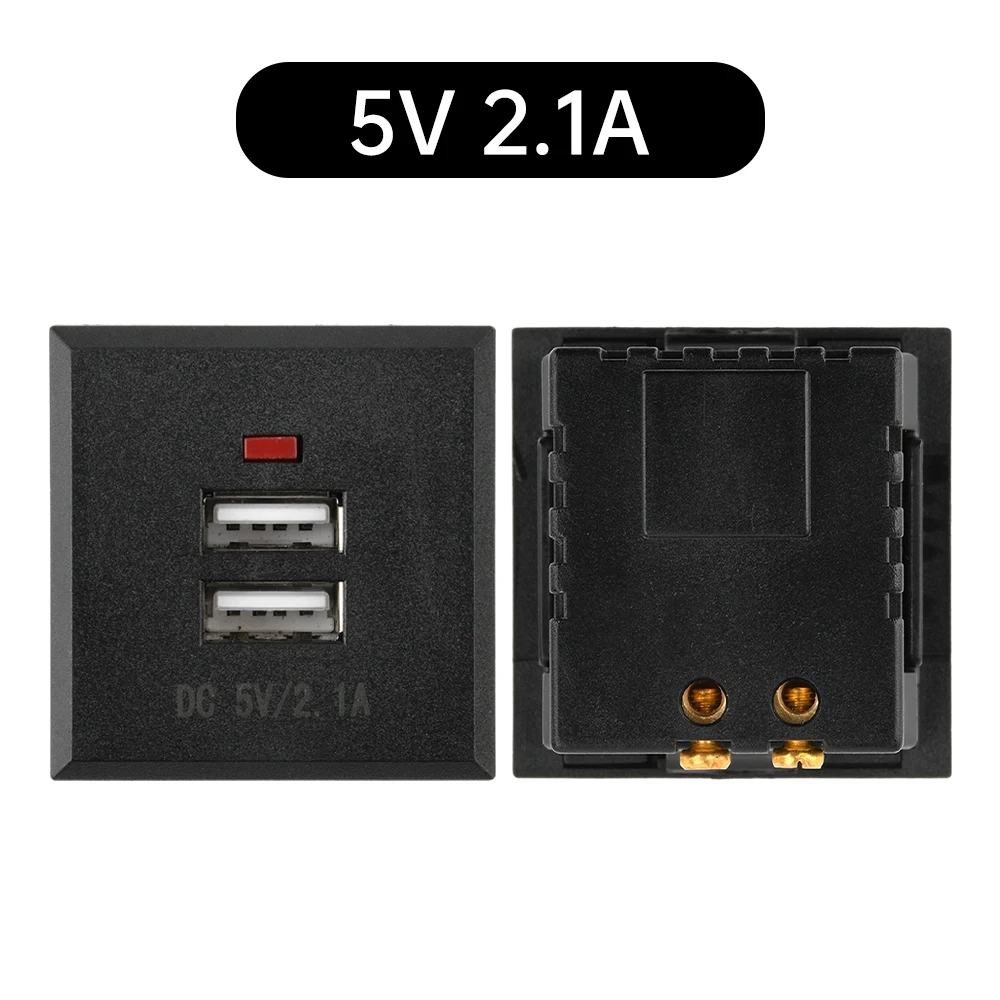 โมดูลซ็อกเก็ตเดสก์ท็อป 5V 2.1A ปลั๊กไฟ USB คู่ฝังพร้อมไฟ LED ซ็อกเก็ตชาร์จ USB คู่โมดูลแผงชาร์จ