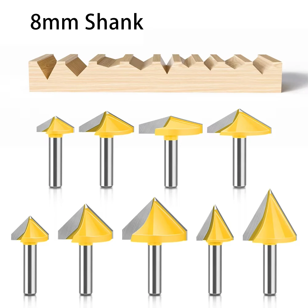 8mm Schaft V-Nut-Fräser 60 90 120 150 Grad Holzbearbeitungs-Gravur- und Nutfräser