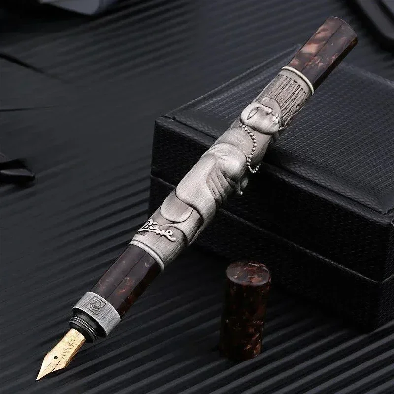 

New Picasso 88 Dream Series Fountain Pen 14K Gold F 0.5MM Nib, Unique Design Carving White Pens,business Office Writing Smooth