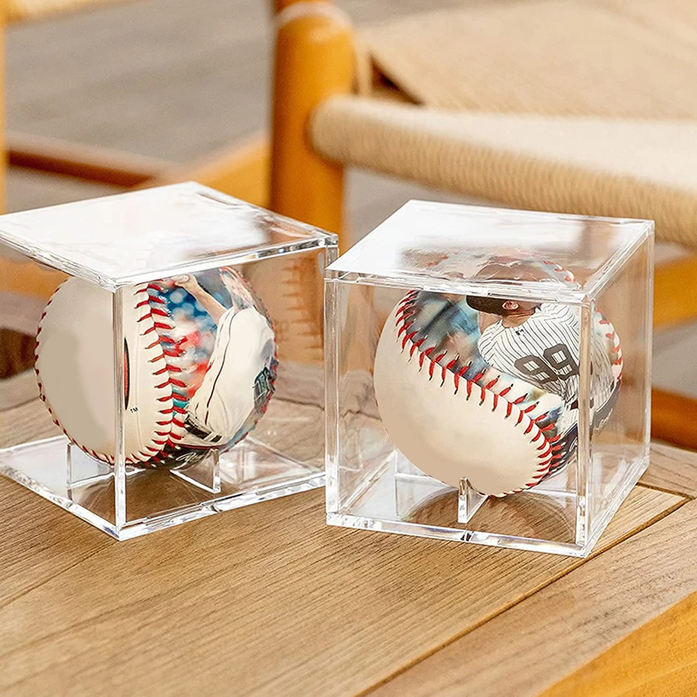 Clear Baseball Storage Box Acrylic Transparent Baseball Showcase Square Dustproof UV Protection Perfit For Memorable Collection