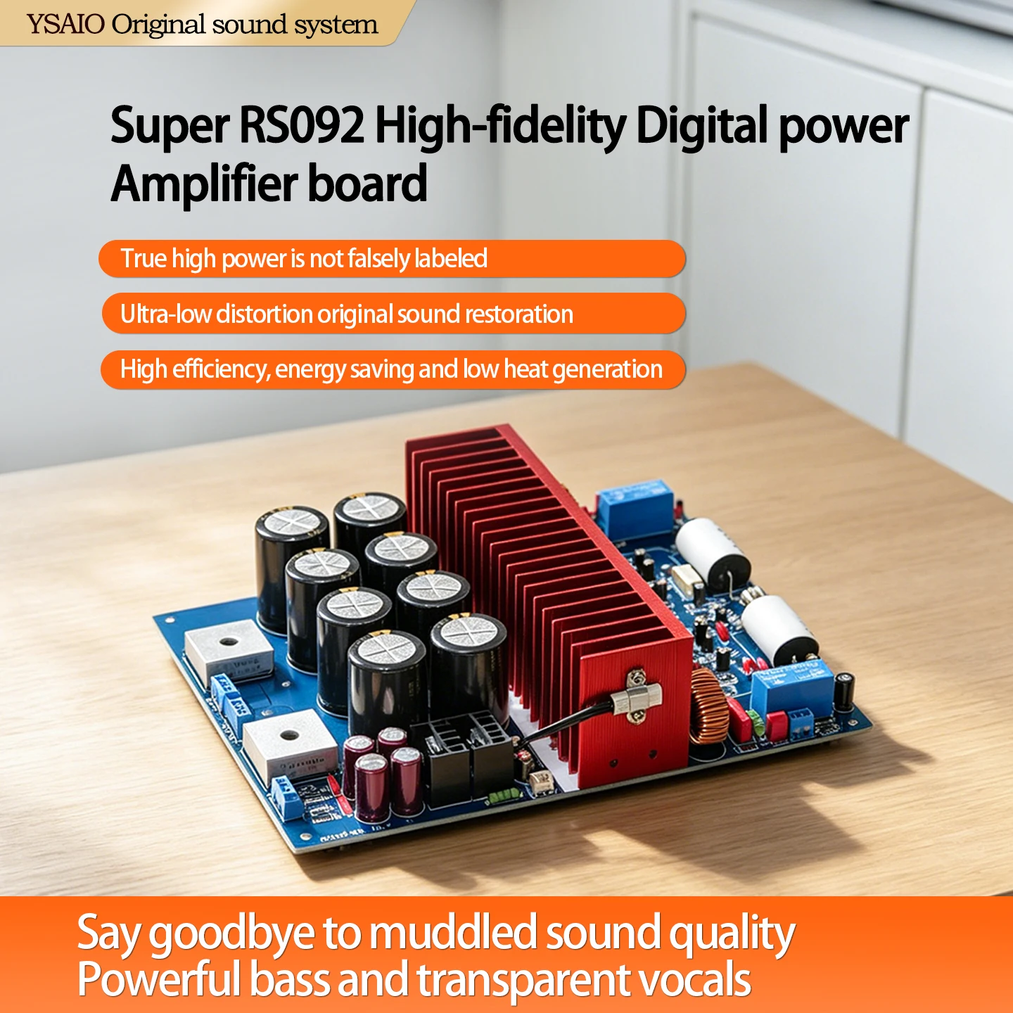 Super 2092 Digital Power Amplifier Board, High-Power Hifi Audiophile-Grade Class D Dual-Channel with Bridged Mono Function