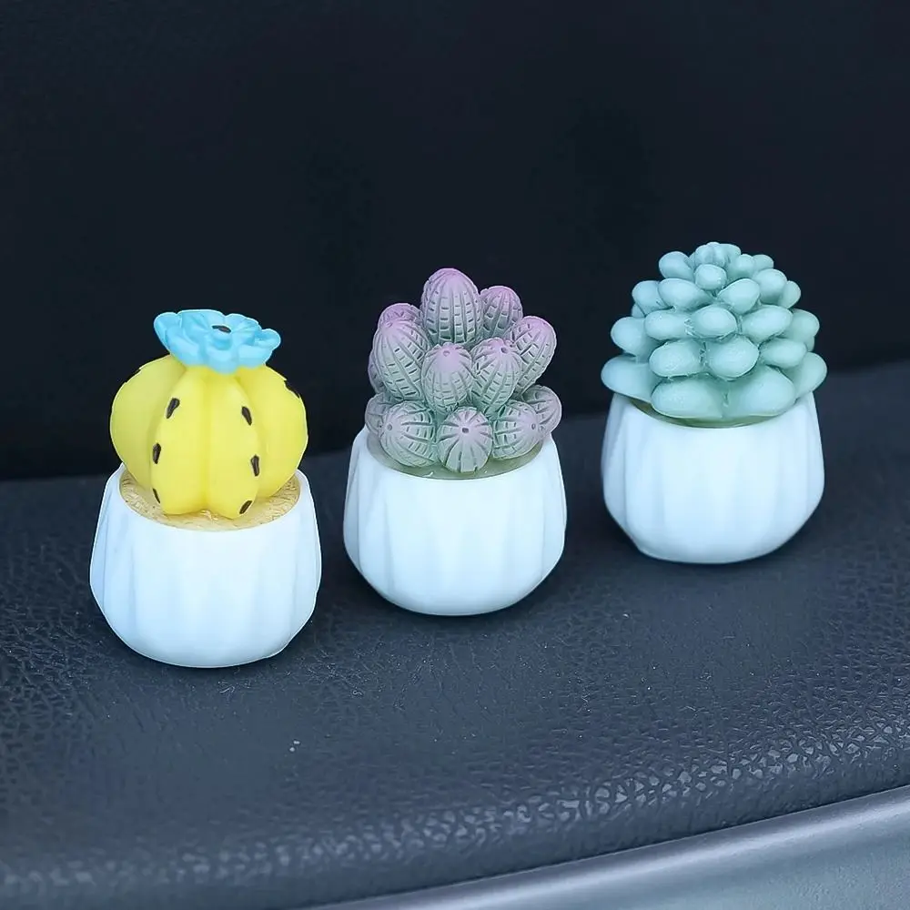 미니 귀여운 선인장 자동차 장식 송진, DIY 다육 식물 화분, 선인장 분재 모델, 인형의 집 미니어처 다육 화분 선물