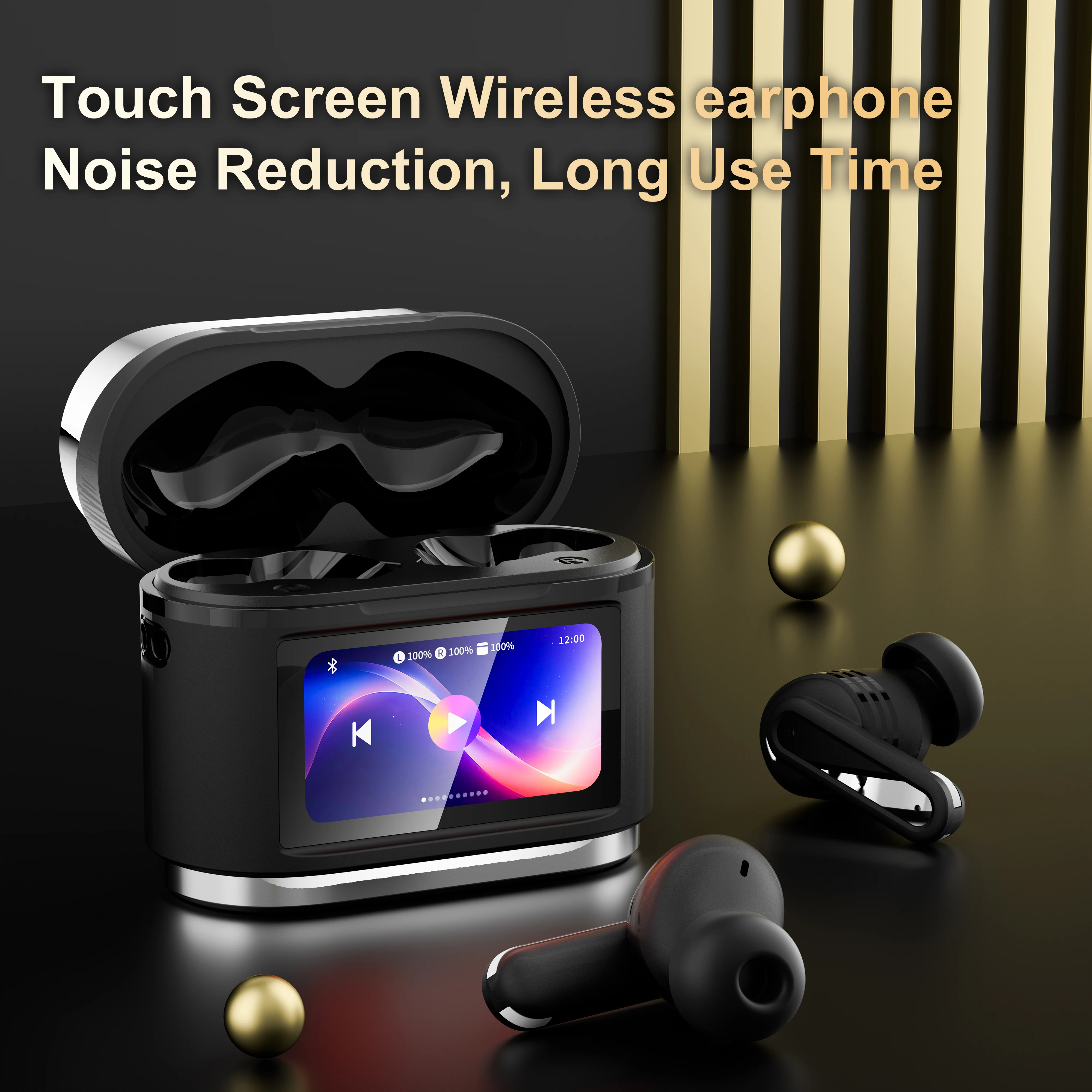

Smart Touch Screen Bluetooth Earbuds Wireless ANC ENC Active Noise Cancelling Headphones New