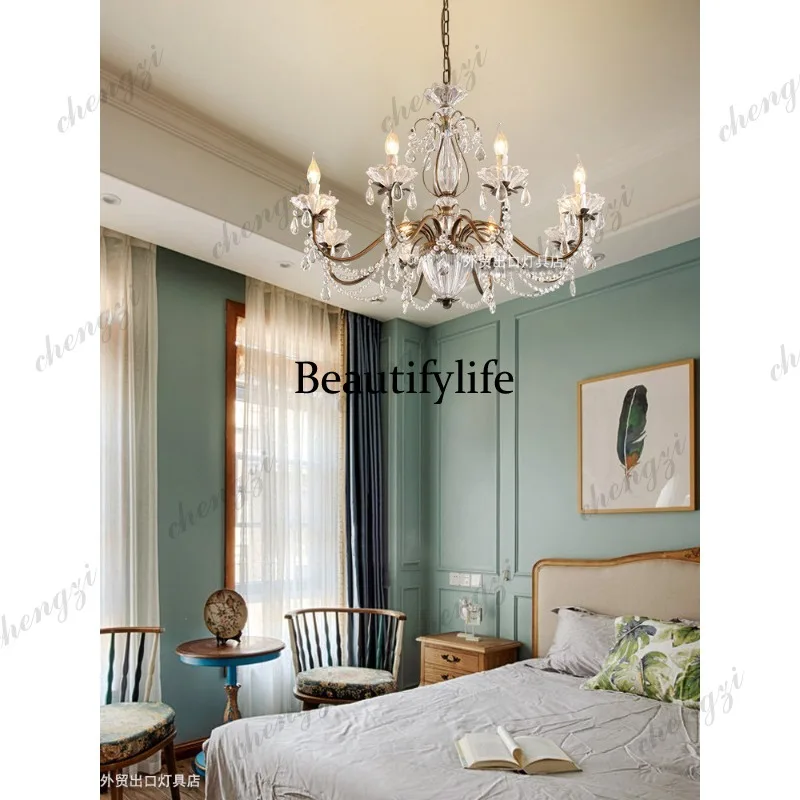 French chandelier living room dining room lamp American retro court study lamp European style, hall bedroom