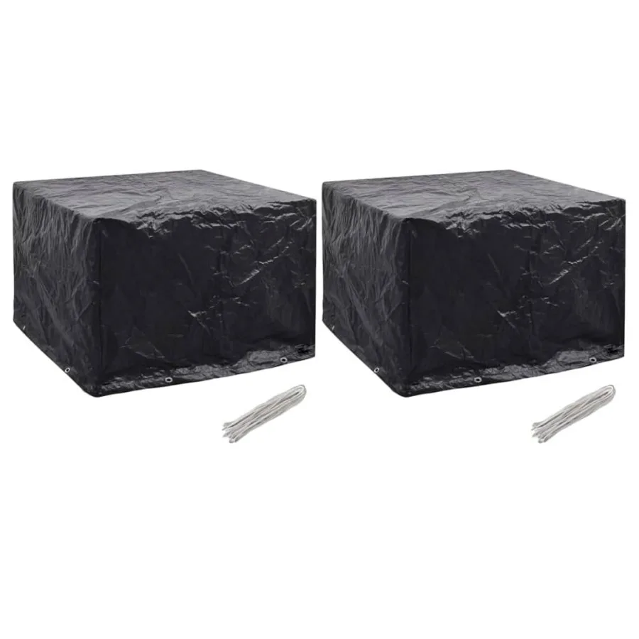 

Garden Furniture Cover Set of 2 Black Polyethylene