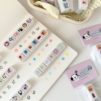 Kawaii Cartoon Decorative Stamps 6 Designs Journal Planner Arts Stamps Stationery DIY Crafts Album Press Inkpad Stamps