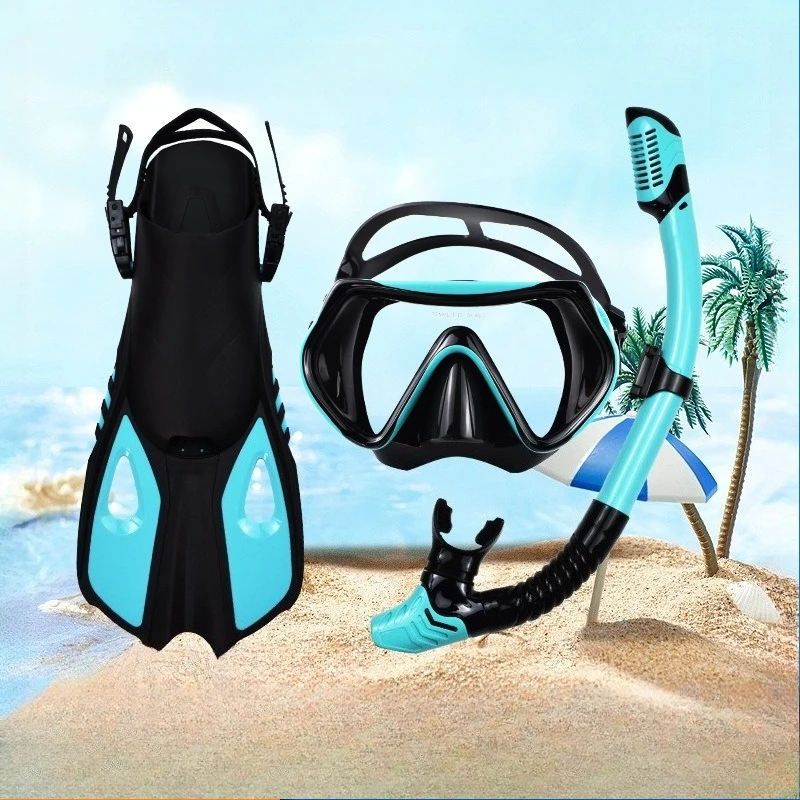 Custom Snorkeling Set, Dive Mask with Dry Top Snorkel & Swim Fins, 3-in-1 Snorkel Gear for Underwater Exploration