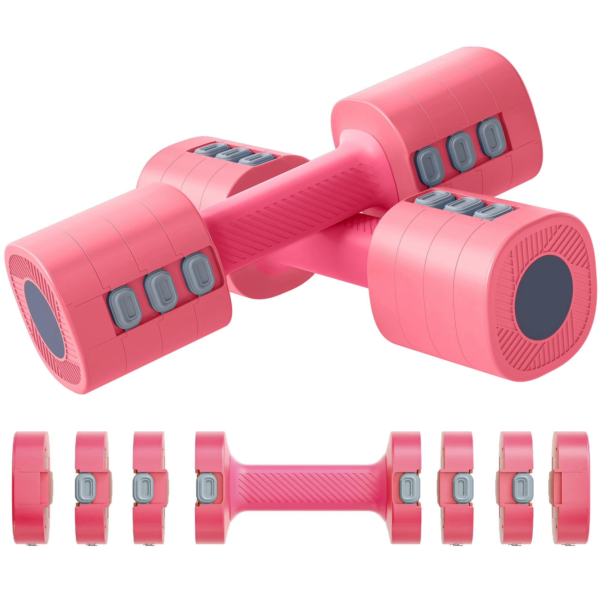 Sportnow Ensemble d'haltères réglables 4 en 1, 1/1, 5/2/2,5 kg, haltères en métal et ensemble de poids avec poignées antidérapantes