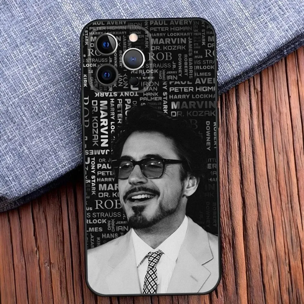 Actor R-Robert D-Downey Jr. Phone Case For iPhone 16,15,14,13,12,11,Pro,X,XS,Max,XR,Plus,Mini Black Soft Silicone Case