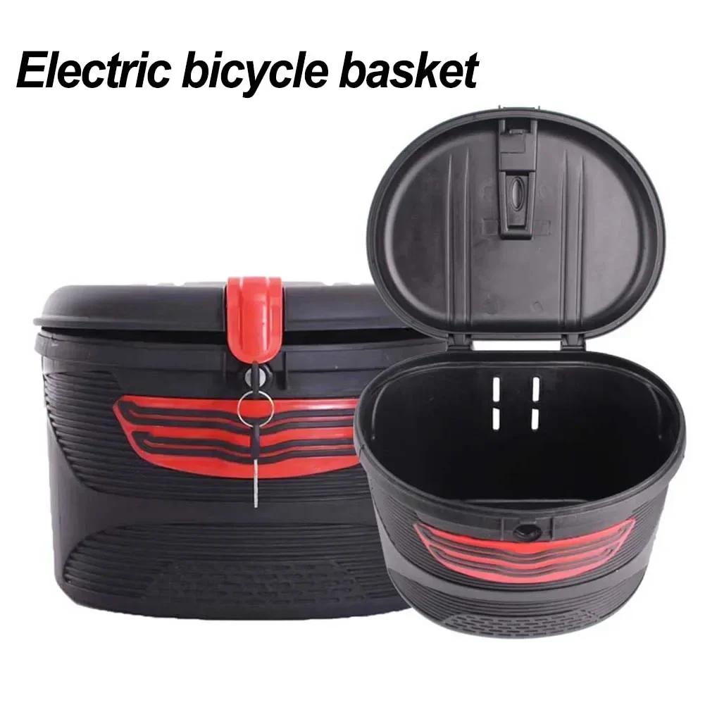 Electric Scooters Bicycle Basket Front Storage Basket Carrying Baskets With Lock Plastic Baskets With Lid E-bikes Accessories