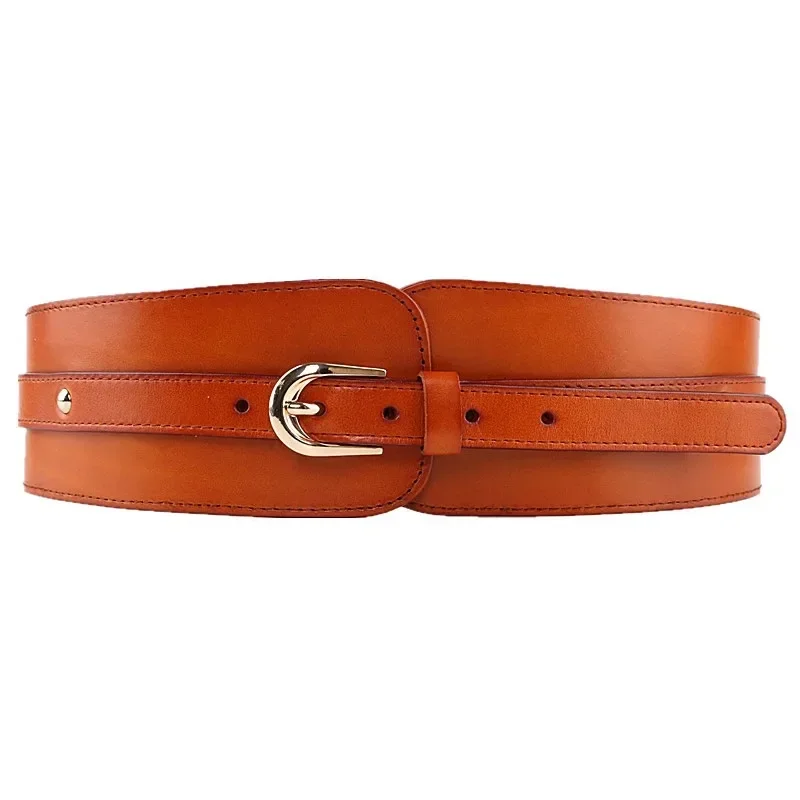 

Women's vintage first layer cowhide leather high quality belt with skirt coat elastic belt